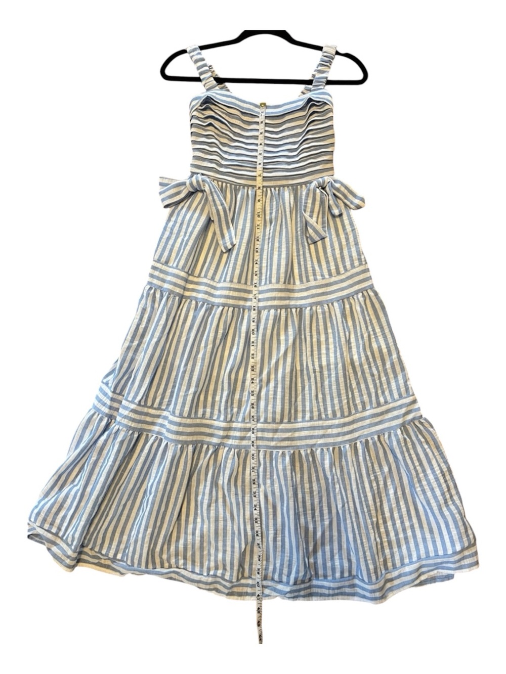 Anthropologie By The River Tiered Blue White Striped Tiered Sundress S EUC - Picture 6 of 8